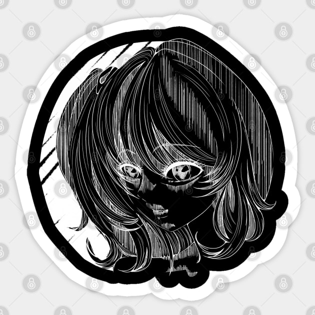 Anime Girl Yandere - White Sticker by Summer_Childe